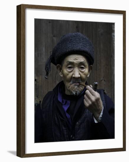 An Old Man Smoking Pipe, China-Ryan Ross-Framed Photographic Print