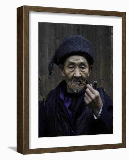 An Old Man Smoking Pipe, China-Ryan Ross-Framed Photographic Print