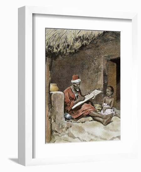 An Old Man Teach to Write a Child, French Sudan, 1893-Prisma Archivo-Framed Photographic Print