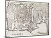 An Old Map Of Palermo, The Main Town In Sicily-marzolino-Mounted Art Print