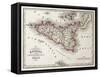 An Old Map Of Sicily And Little Islands Around It-marzolino-Framed Stretched Canvas