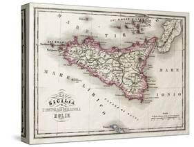 An Old Map Of Sicily And Little Islands Around It-marzolino-Stretched Canvas