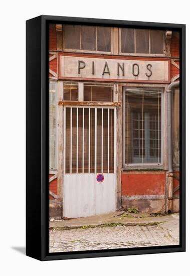 An Old Piano Store in the City of Dijon, Burgundy, France, Europe-Julian Elliott-Framed Stretched Canvas