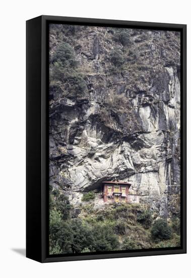 An Old Religious Building Built into the Side of a Cliff in the Sagarmatha National Park-John Woodworth-Framed Stretched Canvas