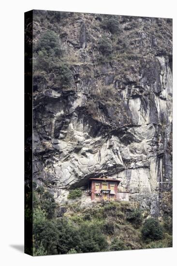 An Old Religious Building Built into the Side of a Cliff in the Sagarmatha National Park-John Woodworth-Stretched Canvas