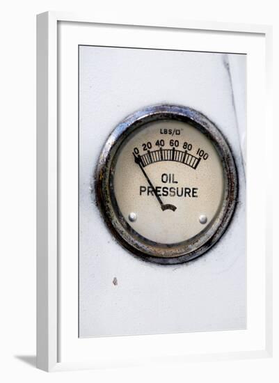 An Old Retro Steampunk Style Oil Pressure Gauge-leaf-Framed Photographic Print