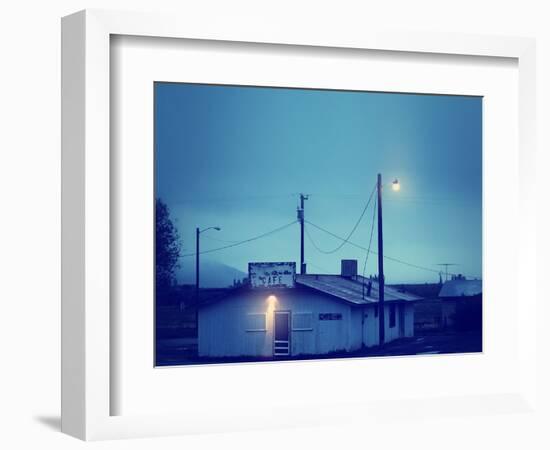 An Old Run Down Cafe During a Storm-graphicphoto-Framed Photographic Print