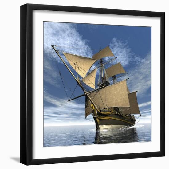 An Old Sailing Ship Navigating the Ocean-Stocktrek Images-Framed Art Print