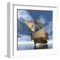 An Old Sailing Ship Navigating the Ocean-Stocktrek Images-Framed Art Print