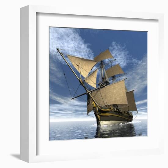 An Old Sailing Ship Navigating the Ocean-Stocktrek Images-Framed Art Print