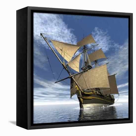 An Old Sailing Ship Navigating the Ocean-Stocktrek Images-Framed Stretched Canvas