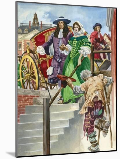 An Old Soldier Begs King Charles Ii, with the Chelsea Hospital Behind-Peter Jackson-Mounted Giclee Print