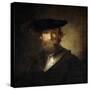 An Old Soldier in a Black Beret, 17th Century-Christopher Paudiss-Stretched Canvas