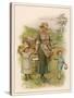 An Old-Time Milking-Maid with Two Small Children-null-Stretched Canvas