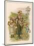 An Old-Time Milking-Maid with Two Small Children-null-Mounted Art Print