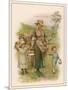 An Old-Time Milking-Maid with Two Small Children-null-Mounted Art Print