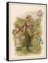 An Old-Time Milking-Maid with Two Small Children-null-Framed Stretched Canvas