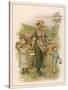 An Old-Time Milking-Maid with Two Small Children-null-Stretched Canvas
