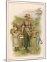 An Old-Time Milking-Maid with Two Small Children-null-Mounted Art Print