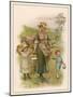 An Old-Time Milking-Maid with Two Small Children-null-Mounted Art Print