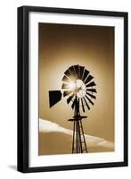 An Old Windmill Backlit In The Early Morning Light Along Highway 25 In San Benito County-Ron Koeberer-Framed Photographic Print