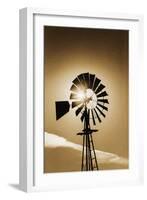 An Old Windmill Backlit In The Early Morning Light Along Highway 25 In San Benito County-Ron Koeberer-Framed Photographic Print