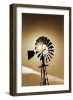 An Old Windmill Backlit In The Early Morning Light Along Highway 25 In San Benito County-Ron Koeberer-Framed Photographic Print