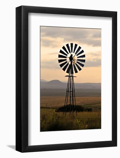 An Old Windmill on a Farm in a Rural or Rustic Setting at Sunset.-SAPhotog-Framed Photographic Print