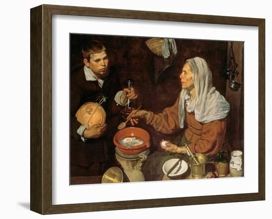 An Old Woman Cooking Eggs, 1618-Diego Velazquez-Framed Giclee Print