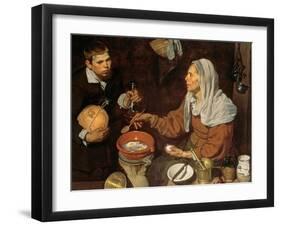 An Old Woman Cooking Eggs, 1618-Diego Velazquez-Framed Giclee Print