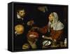 An Old Woman Frying Eggs-Diego Velazquez-Framed Stretched Canvas