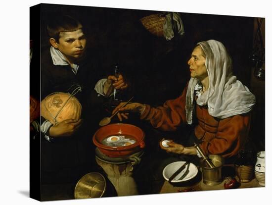 An Old Woman Frying Eggs-Diego Velazquez-Stretched Canvas