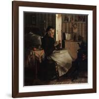 An Old Woman Knitting, C.1893-John George Brown-Framed Giclee Print