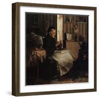 An Old Woman Knitting, C.1893-John George Brown-Framed Giclee Print