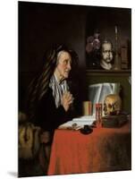 An Old Woman Praying, C.1655 (Oil on Canvas)-Nicolaes Maes-Mounted Giclee Print