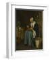 An Old Woman Seated Sewing, 1655-Johannes van der Aeck-Framed Premium Giclee Print