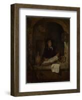 An Old Woman with a Book, C. 1660-Gabriel Metsu-Framed Giclee Print