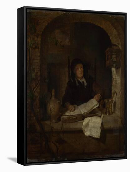 An Old Woman with a Book, C. 1660-Gabriel Metsu-Framed Stretched Canvas