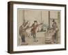 An Older Man and Two Young Apprentices Manually Operating a Stirring Device, Yoshiwara-Katsushika Hokusai-Framed Giclee Print