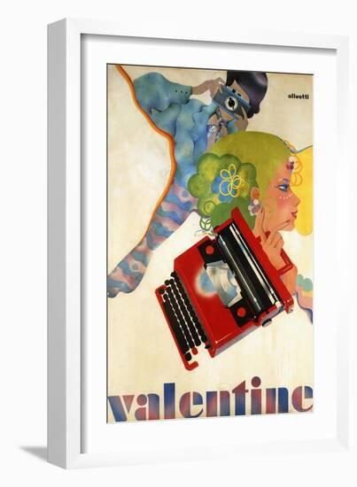 An Olivetti 'Valentine' Typewriter Promotional Poster, C.1969 (Colour Print, Wooden Frame)-null-Framed Giclee Print