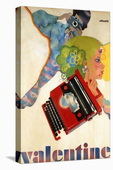 An Olivetti 'Valentine' Typewriter Promotional Poster, C.1969 (Colour Print, Wooden Frame)-null-Stretched Canvas