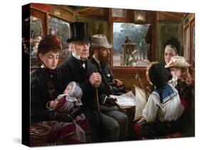 An Omnibus Ride to Piccadilly Circus (Mr Gladstone Travelling with Ordinary Passenger), 1885-Alfred Morgan-Stretched Canvas