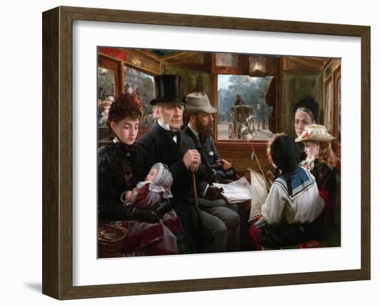 An Omnibus Ride to Piccadilly Circus (Mr Gladstone Travelling with Ordinary Passenger), 1885-Alfred Morgan-Framed Giclee Print