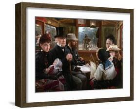 An Omnibus Ride to Piccadilly Circus (Mr Gladstone Travelling with Ordinary Passenger), 1885-Alfred Morgan-Framed Giclee Print