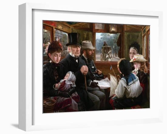 An Omnibus Ride to Piccadilly Circus (Mr Gladstone Travelling with Ordinary Passenger), 1885-Alfred Morgan-Framed Giclee Print