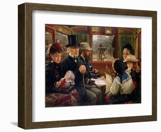 An Omnibus Ride to Piccadilly Circus, Mr Gladstone Travelling with Ordinary Passengers-Alfred Morgan-Framed Giclee Print