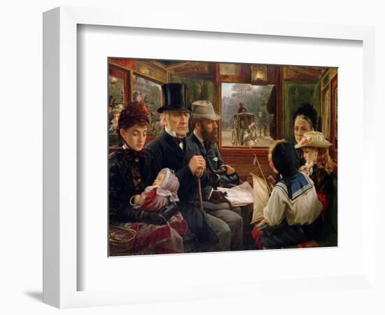 An Omnibus Ride to Piccadilly Circus, Mr Gladstone Travelling with Ordinary Passengers-Alfred Morgan-Framed Giclee Print