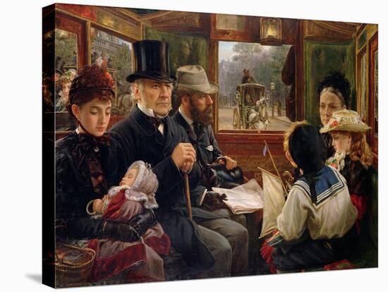 An Omnibus Ride to Piccadilly Circus, Mr Gladstone Travelling with Ordinary Passengers-Alfred Morgan-Stretched Canvas