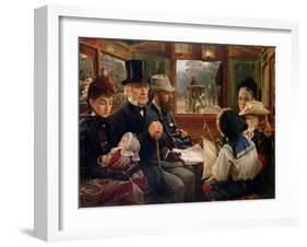An Omnibus Ride to Piccadilly Circus, Mr Gladstone Travelling with Ordinary Passengers-Alfred Morgan-Framed Giclee Print