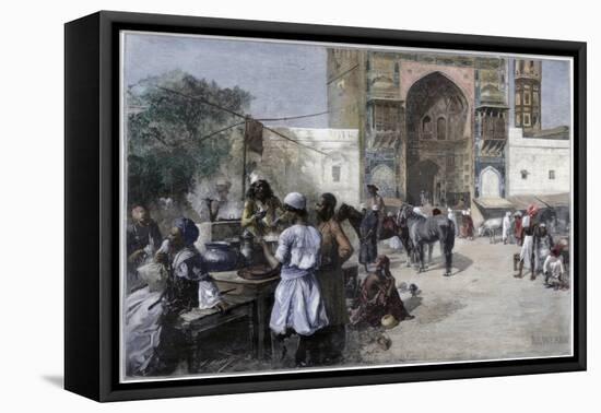 An Open-Air Restaurant at Lahore, India, 1880-Edwin Lord Weeks-Framed Stretched Canvas